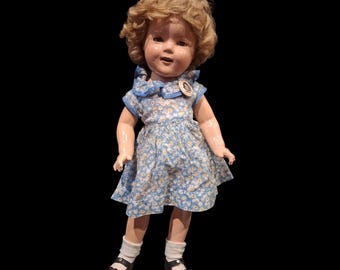 Auténtica muñeca de composición de Shirley Temple de la década de 1930, marca Ideal.