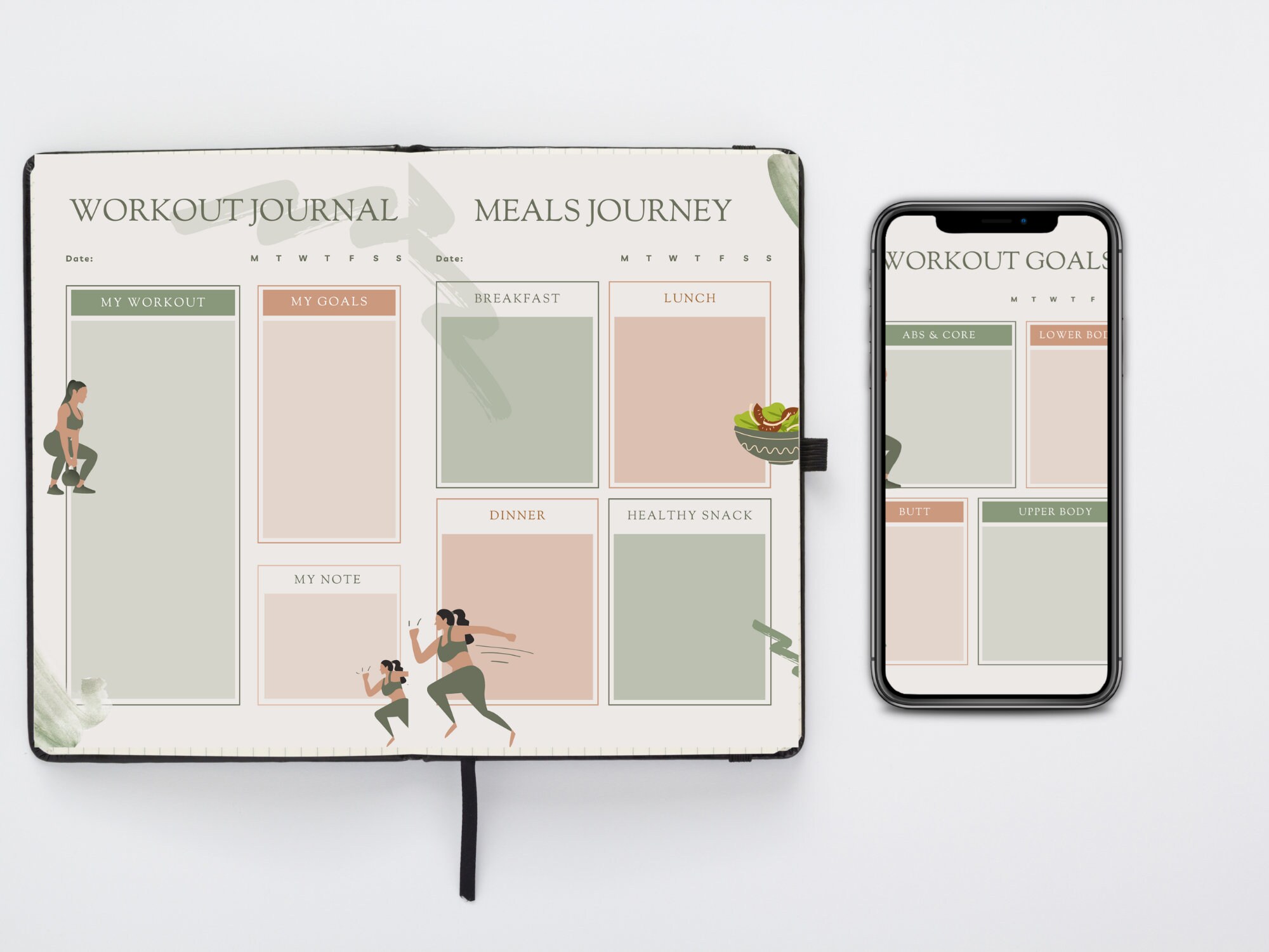 Workout Planner Printable Sweat Progress & Achieve Etsy