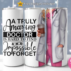 20 OZ Médica Verdadeiramente Incrível Rosa Quente Esfrega Cabelo Loiro Design de Tumbler Magro - Design de Envoltório de Sublimação Reta - Tumbler PNG