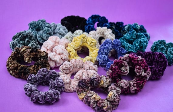 Crochet Velvet Scrunchies, Crochet Scrunchie, Velvet Hair  display picture 3