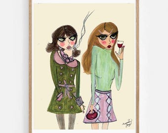 Sidewalk Cafe Print: Chic Kitchen Living Room Wall Art (8x10 Satin Paper)