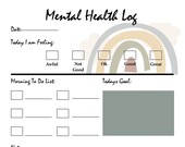 Printable Mental Health Log | Multi Page Digital downloadable health and daily planner | Daily wellness log | Elegant Rainbow Design|