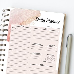 Printable Daily Planner | Daily to do list | Printable Productivity Day Planner | Abstract pink glitter design | 8.5 x 11 Digital Download