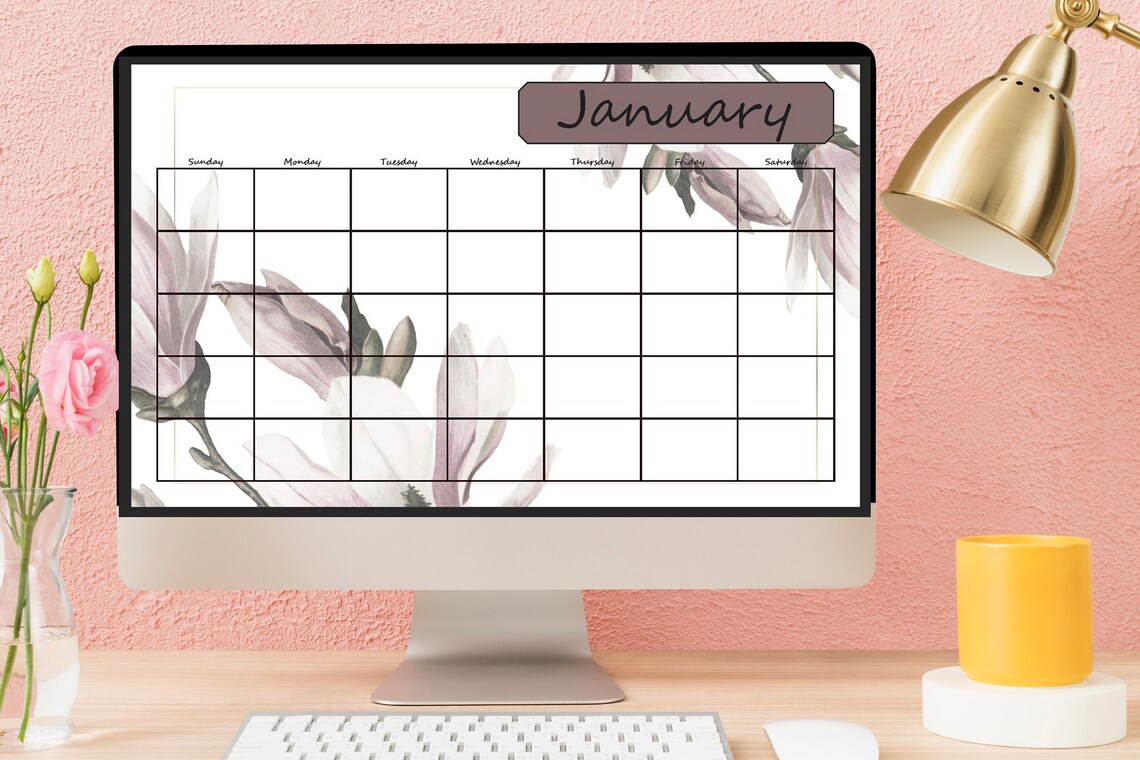 Printable Calendar | Blank |12 Month | 8.5 X 14 | Legal | Elegant ...