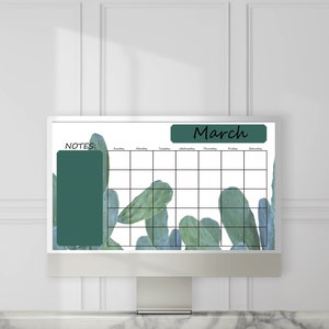 Calendario stampabile vuoto / Calendario 12 mesi / 8,5 x 14 /Download stampabile /Cactus blu e verde /Piante succulente Design /Sezione note/