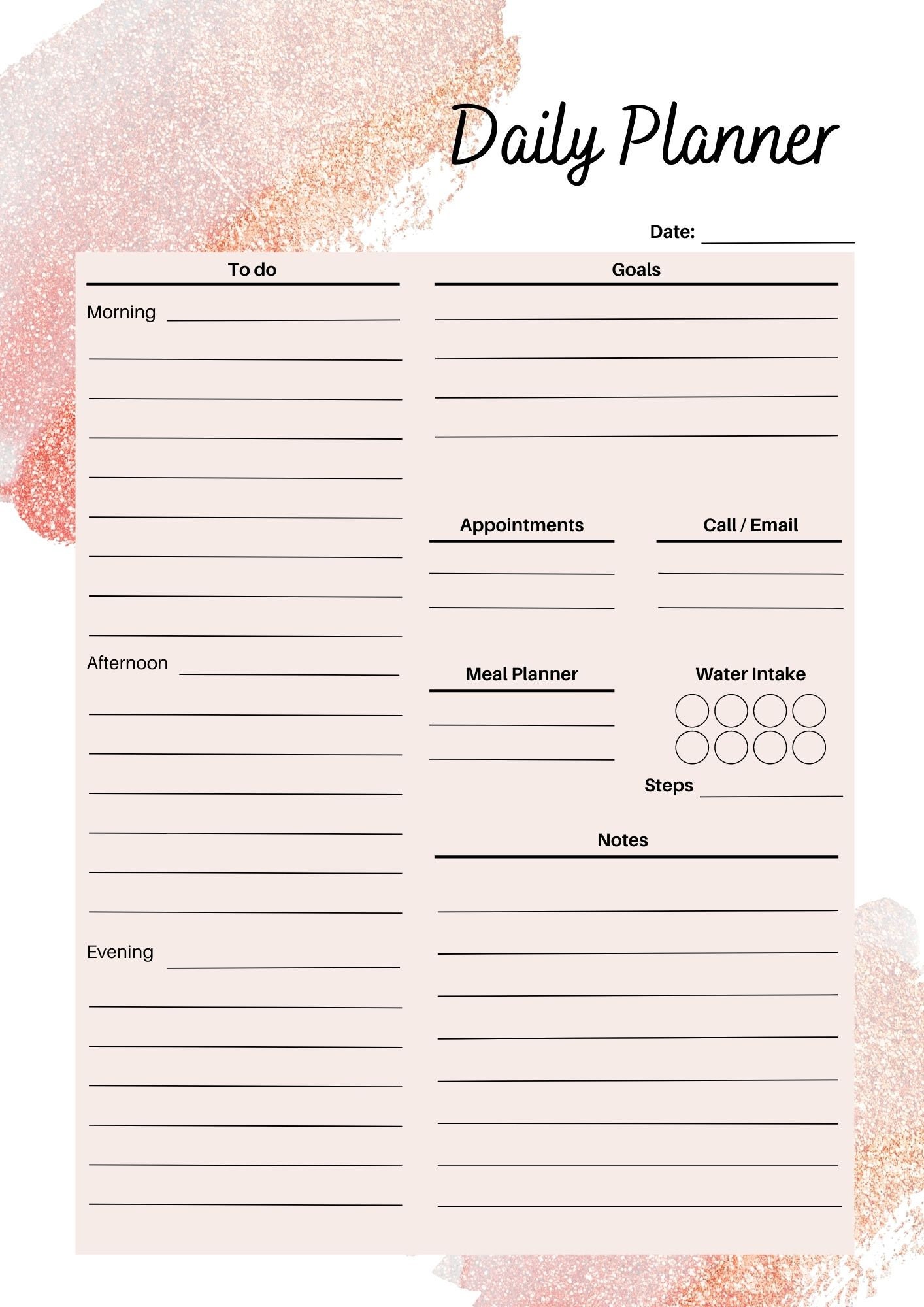 Printable Daily Planner | Daily to Do List | Printable Productivity Day ...