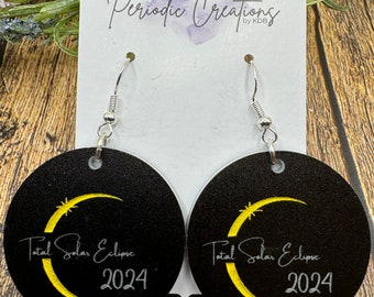 Eclipse dangle earrings, solar eclipse earrings, solar eclipse keepsake, eclipse enthusiast, total eclipse souvenir, 2024 eclipse earrings