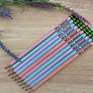 10 Personalized Pencils, Teacher Gifts, Pastel Pencils, Back to School, Custom Pencils, Laser Engraved Pencils, Positive Affirmations,