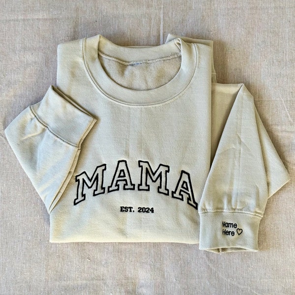 Custom MAMA Embroidered Pullover Sweatshirt, Mothers Day Gift