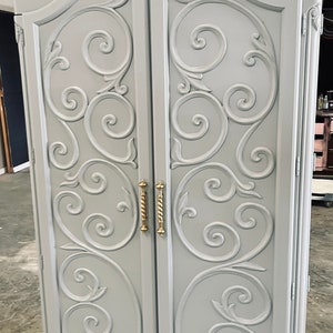 SOLD! Extra Large Armoire| Dresser| Wardrobe| Gray armoire| White Dresser Armoire| Closet| wood| cabinet