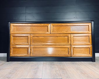 Available!  Beautiful Mid  century modern Dresser console Credenza 7 drawer  furniture mid solid wood campaign  customizable color