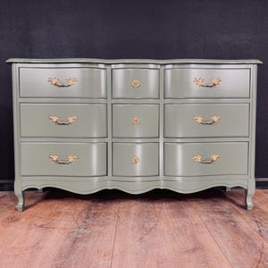 dark sage green dresser Available! French Provincial Chest Drawers Tall Dresser 9 Large Drawers in Solid Wood Tv Console Color Customizable beach wedding dress