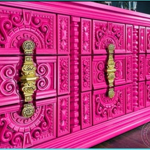 SOLD Dresser| Hot Pink Dresser| Tv console| Living Room| Furniture| bedroom set| Ornate| pick your color