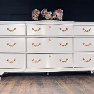 Available! 9 drawer white dresser console Credenza large dresser set solid wood nursery credenza bedroom dresser customizable color