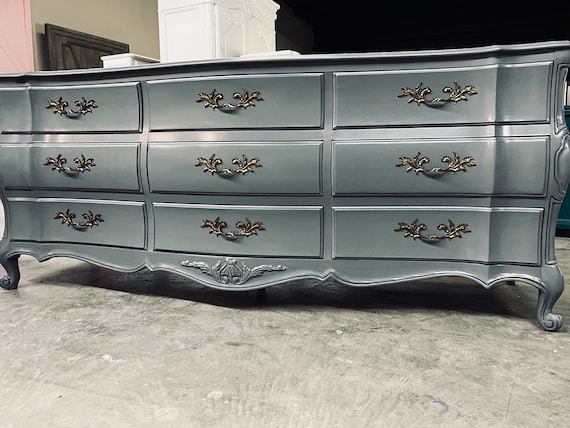 SOLD! Charcoal Gray Dresser| Dresser| Console| Wood| Credenza| French Provincial | Pick Your Color
