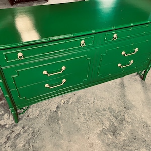 SOLD! Dresser| bamboo| console| credenza| tv console| vintage| 6 drawer| 9 drawer| high gloss| living room| customizable