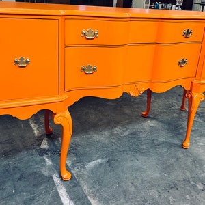 SOLD! NOT AVAILABLE Buffet| console| sideboard| Hermès orange| tv console| antique buffet| dining room sideboard| credenza|