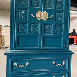 Available! Tall armoire dresser wardrobe console closet green dresser green armoire solid wood cabinet dresser set customizable color