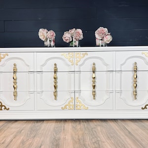 White and 2024 gold credenza