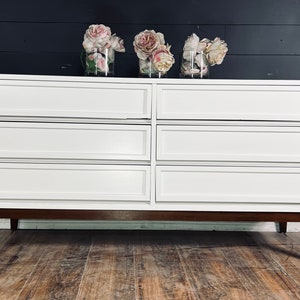Available! Mid century modern dresser| console| credenza| wood| mcm| white| 6 Drawer| 9 drawer| customizable color
