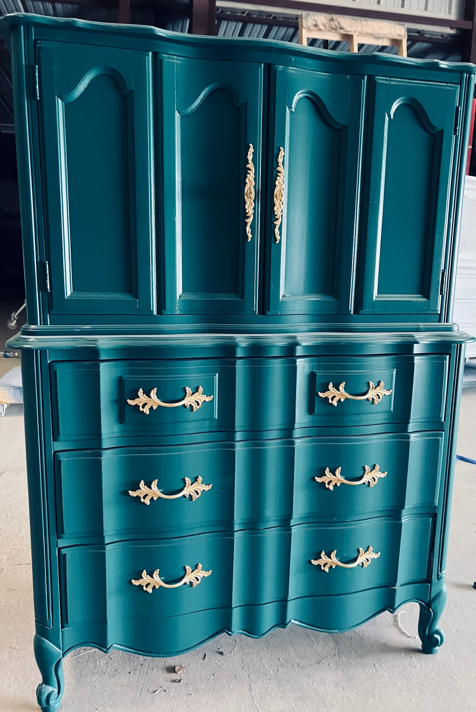 Sold Emerald Green Dresser Armoire Wardrobe Wood Chest Etsy