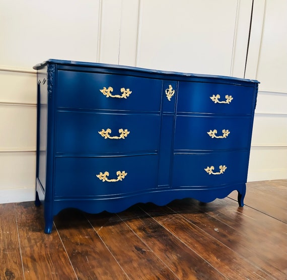 Navy blue wood dresser deals