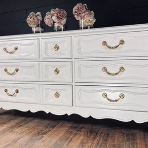 Available! French Provincial Dresser console Credenza 9 drawer solid wood dresser nursery dresser black dresser customizable color