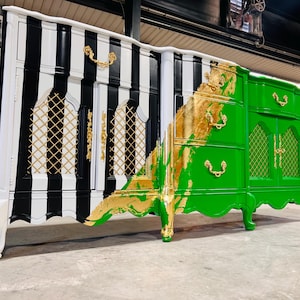 Available! Dresser 9 drawer wood tv console credenza dresser vintage French Provincial dresser customizable solid wood