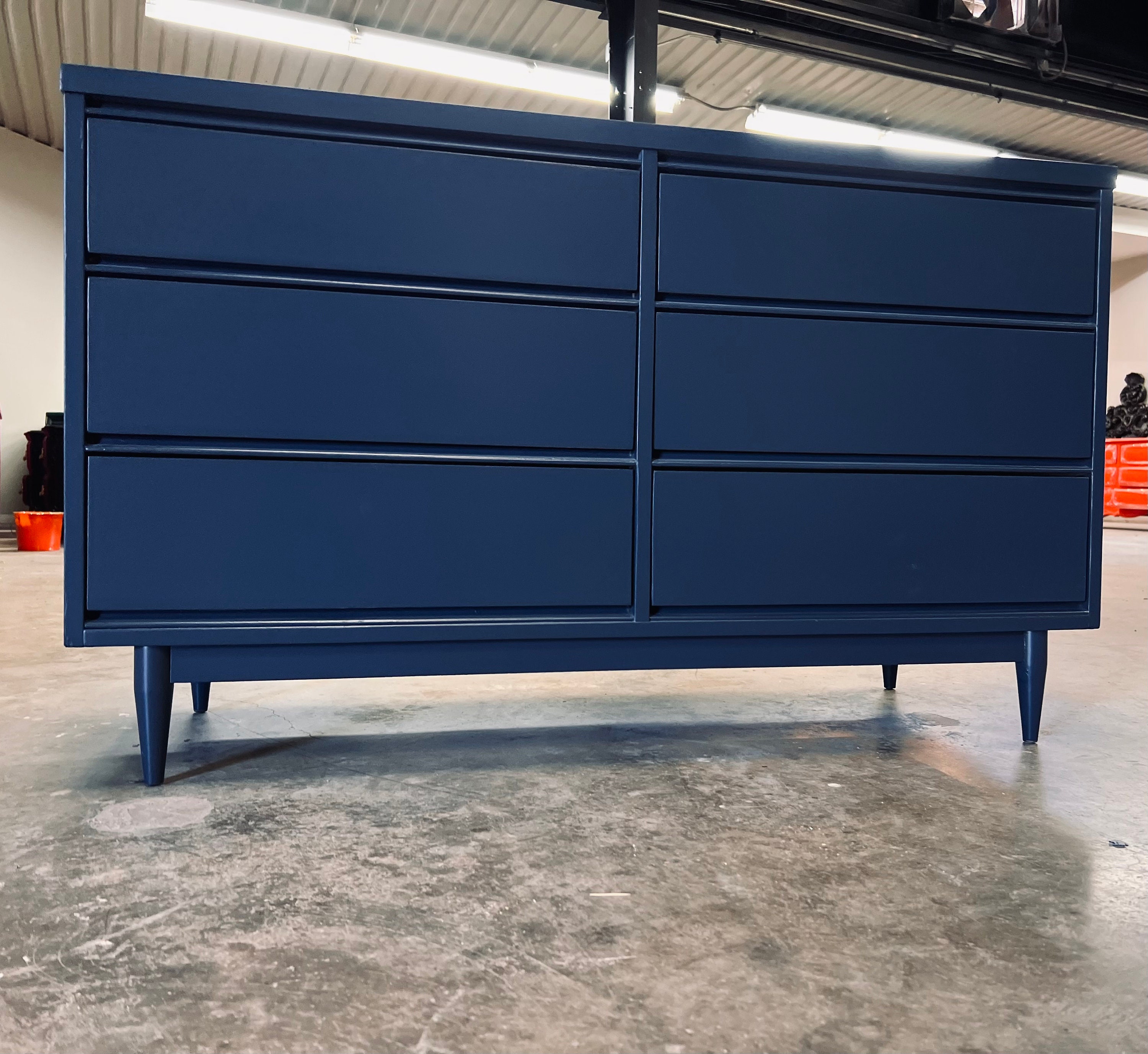 Available Navy Mid Century Modern Dresser Blue Console Credenza