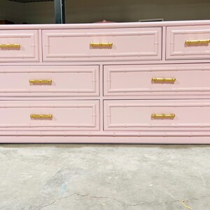 pink bamboo dresser Elstowe Faux Bamboo 6-Drawer Dresser, Nude Pink - daals