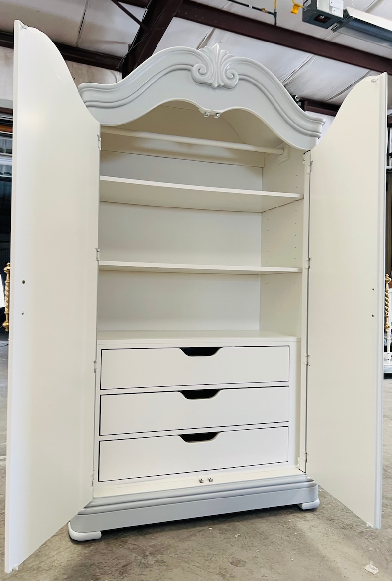 SOLD Extra Large Armoire Dresser Wardrobe Gray Armoire Etsy