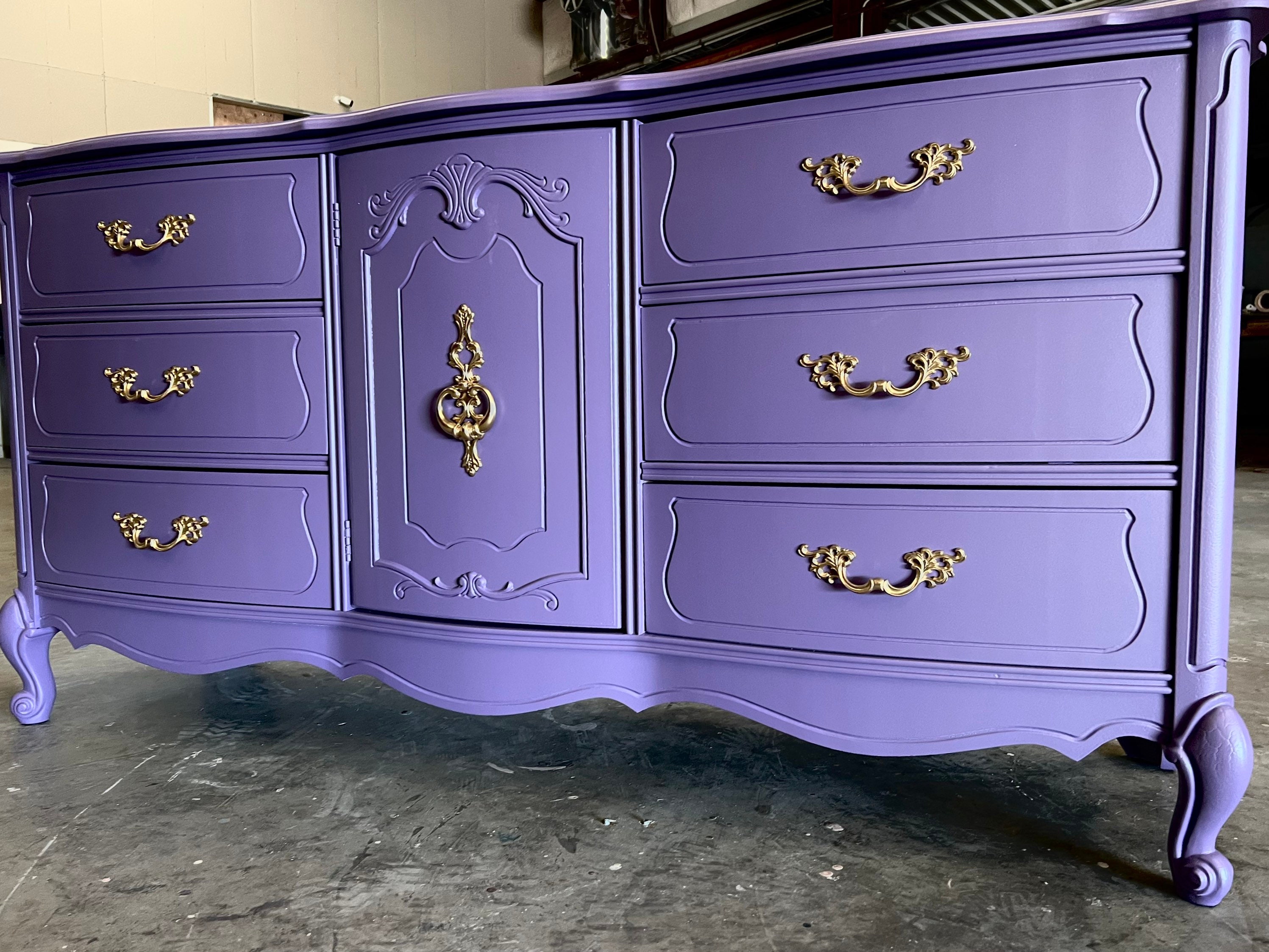 SOLD Metallic Lavender Dresser| TV Console| Credenza| Wood| Customizable