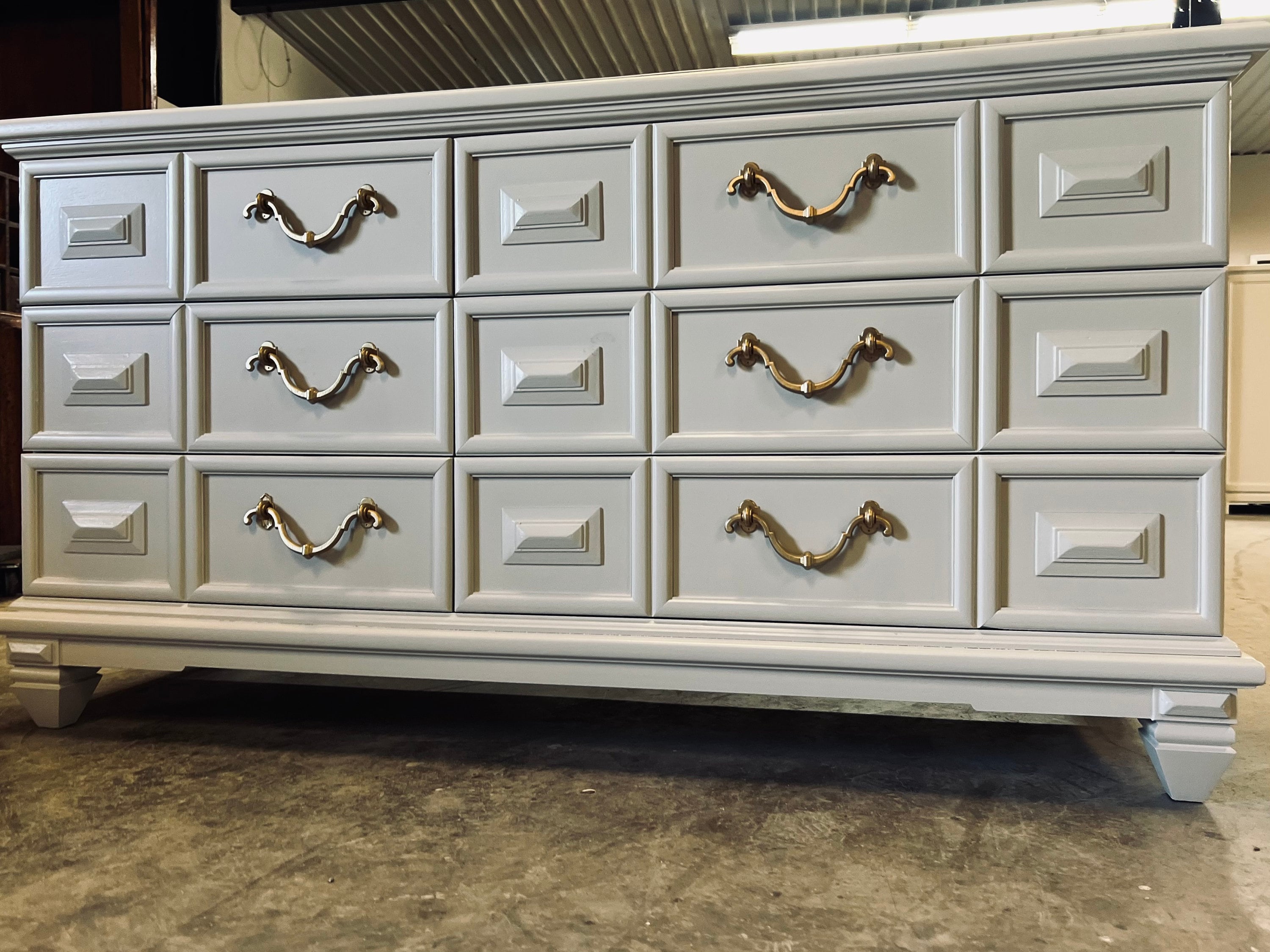 White dresser with silver 2025 hardware