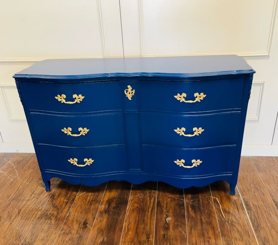 SOLD Navy Blue Dresser Console Wood Credenza French Provincial pick your color