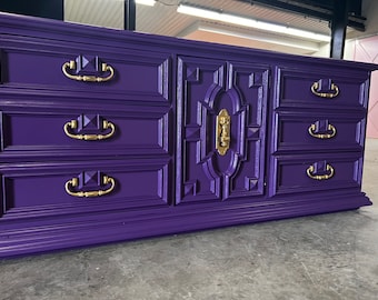 SOLD! Dresser| console| credenza| sideboard| tv console| purple| wood| Nursery| furniture| customizable