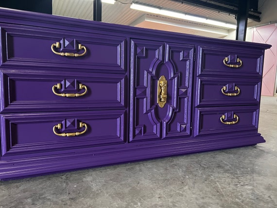 SOLD Dresser Console Credenza Sideboard Tv Console Purple Wood