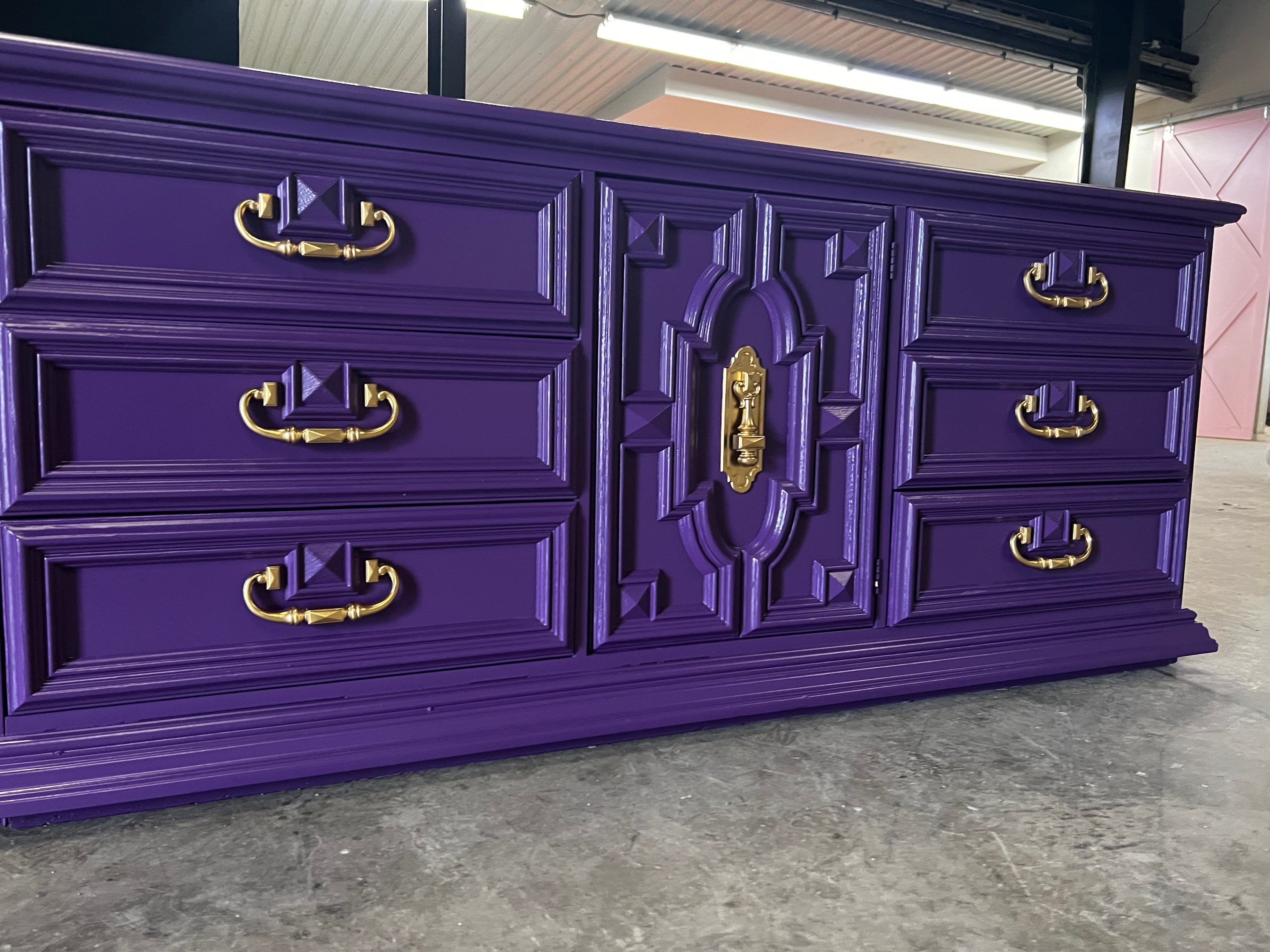 SOLD! Dresser| console| credenza| sideboard| tv console| purple| wood|  Nursery| furniture| customizable