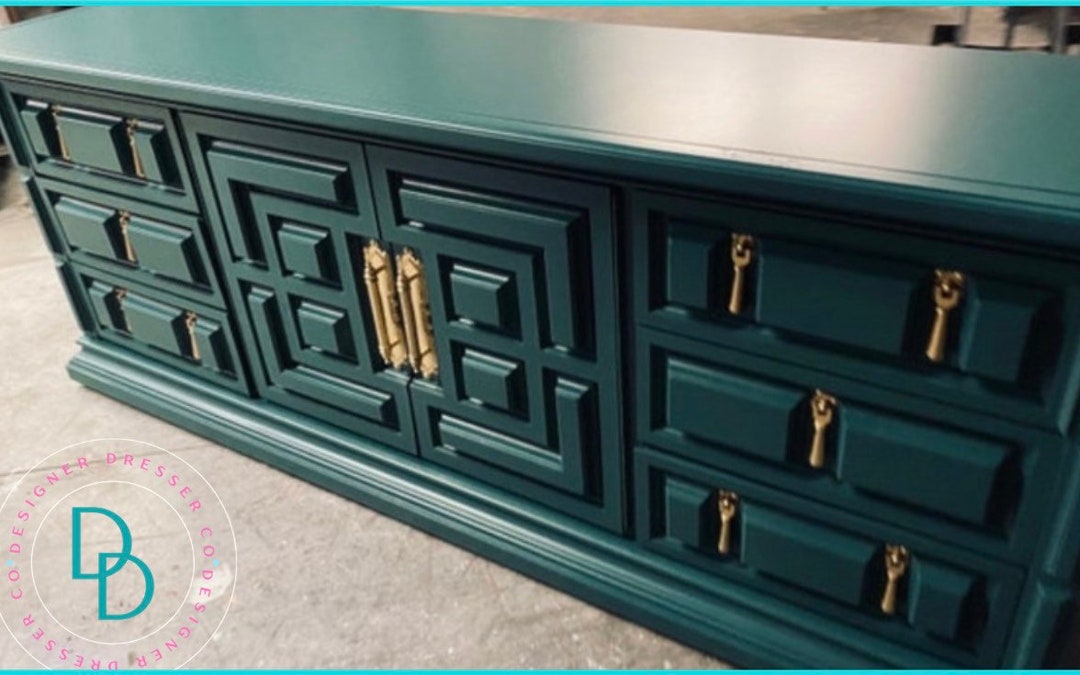 AVAILABLE Free Shipping Emerald Green Boudoir Thomasville Vintage Dresser  Glam Shabby Chic French Provincial Bedroom Buffet 