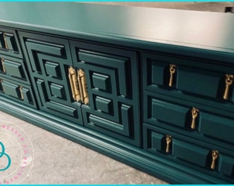 Emerald Green Dresser| Large Tv Console| Credenza| Solid Wood