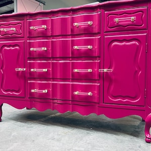 Refinished French Provincial Dresser | Pink Credenza Console