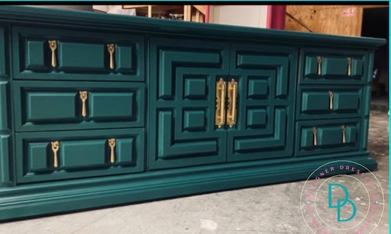 Emerald Green Dresser Large Tv Console Credenza Solid Wood - Etsy