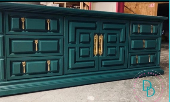 Emerald Green Dresser Large Tv Console Credenza Solid Wood