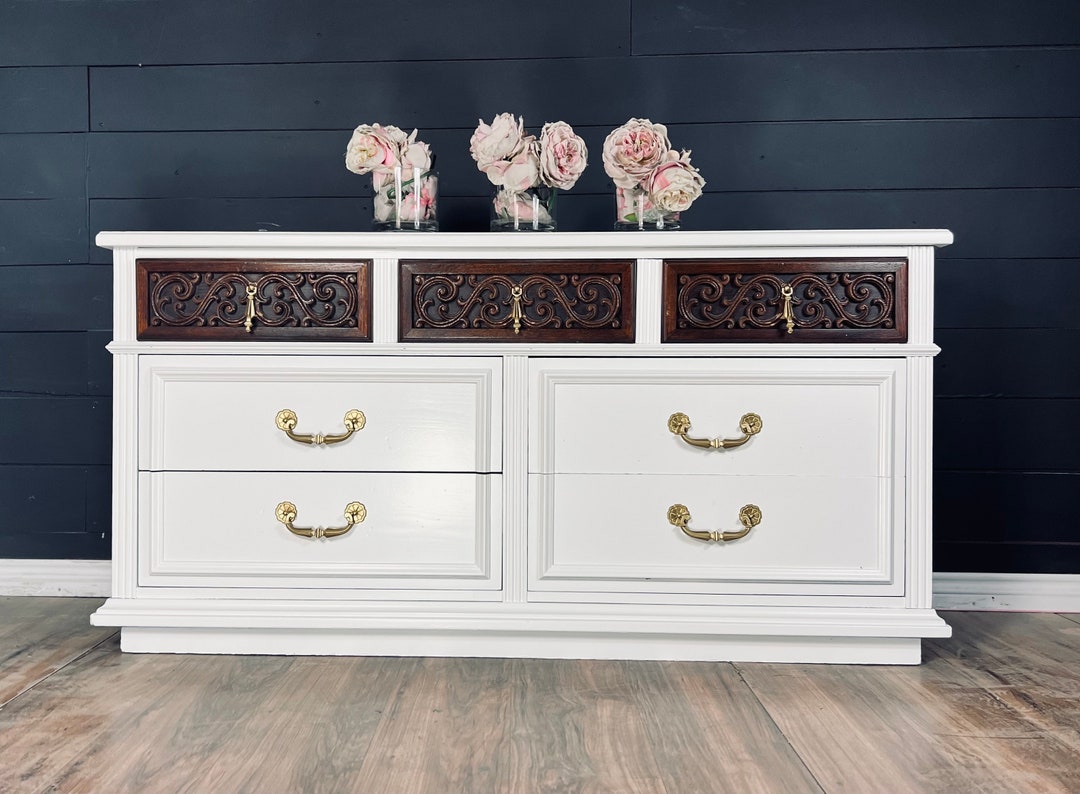 Dresser Console Credenza Stained Wood Ornate Furniture Bedroom - Etsy