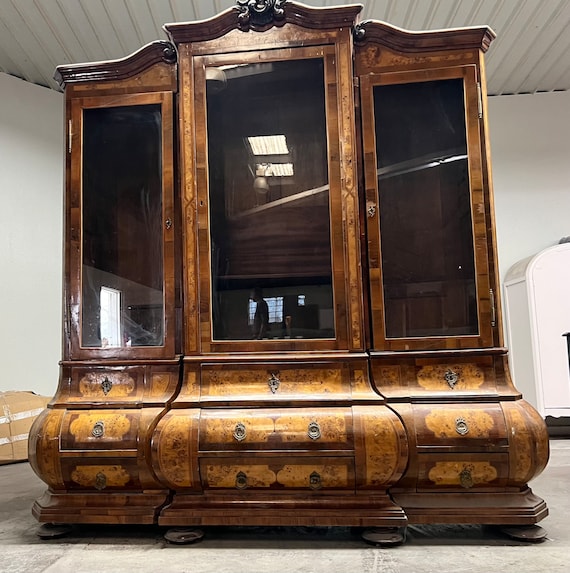 Burl wood cheap china cabinet