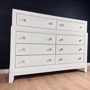 Available! Dresser 9 Drawer Mid Century Modern Style Wood Tv Console Gift  Credenza Antique Dresser White Dresser Vintage Mcm - Etsy