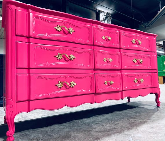 SOLD! Dresser| Console| Hot Pink| Tv Credenza| Wood Furniture