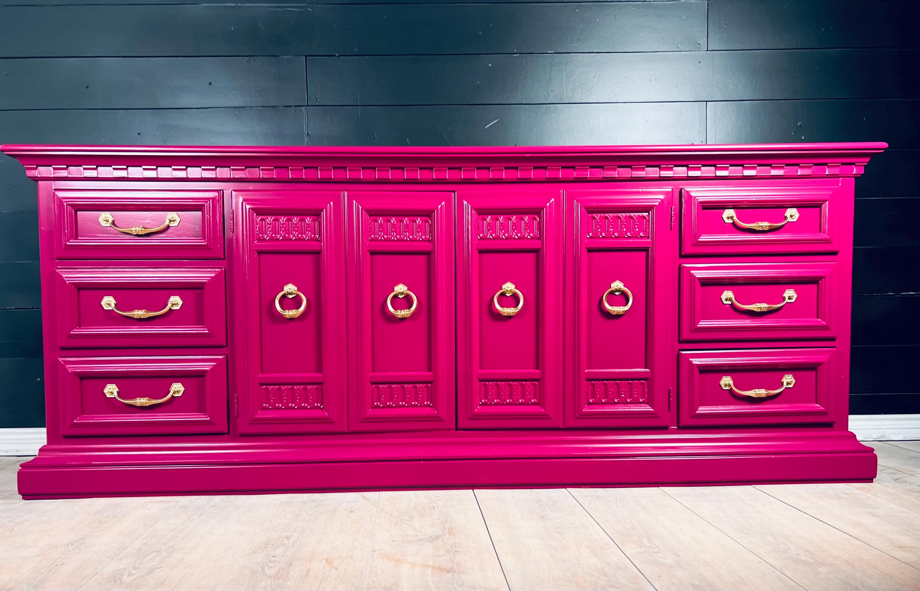ドゥロワー ツイードジレ　DRAWER ピンクXレッド Available! Beautiful Magenta Pink Dresser Tv Console Credenza
