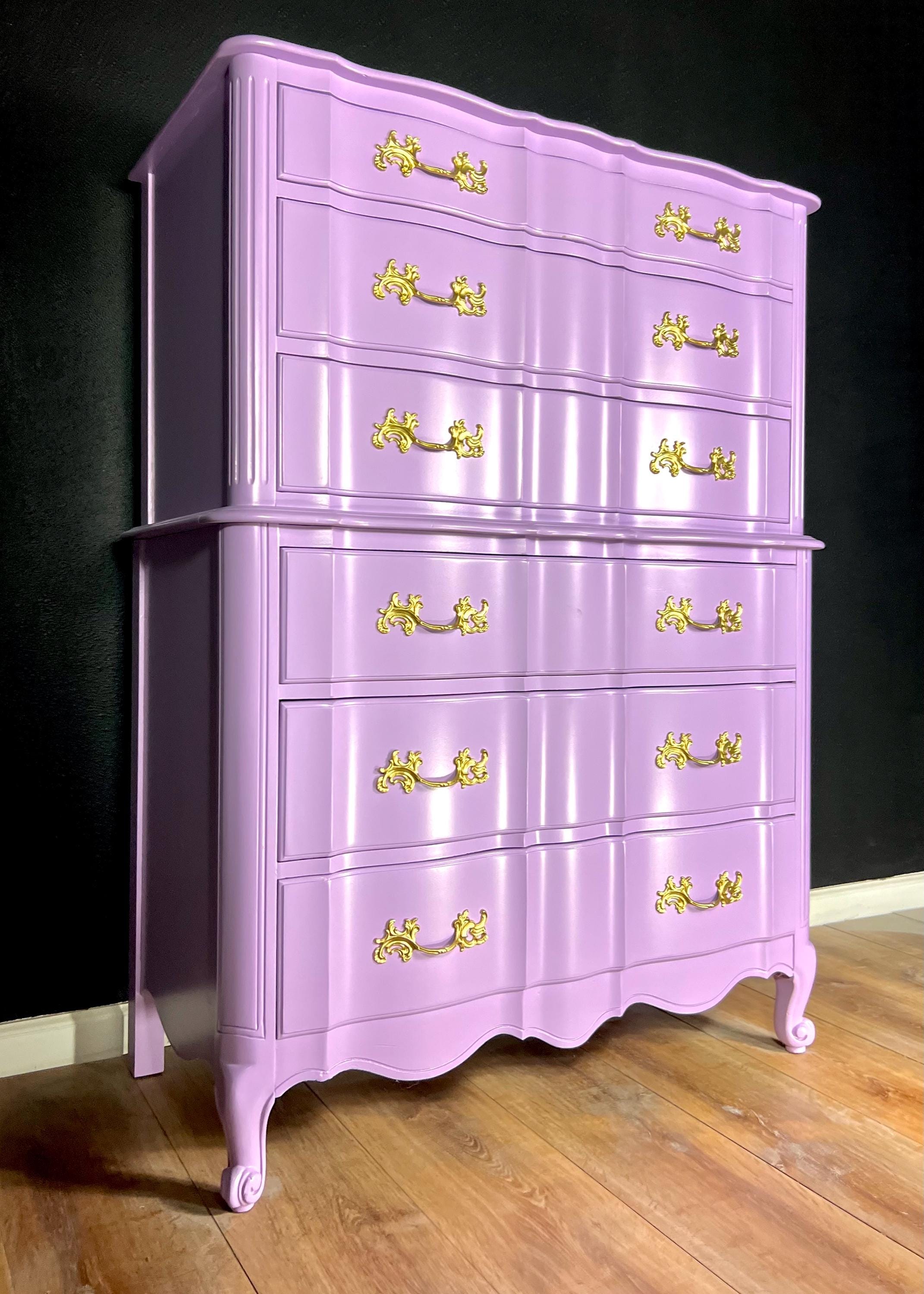 green emerald velvet dress Credenza with Greek Key Detail in Lavender Lacquer| Vintage Furniture   Scout Design Studio