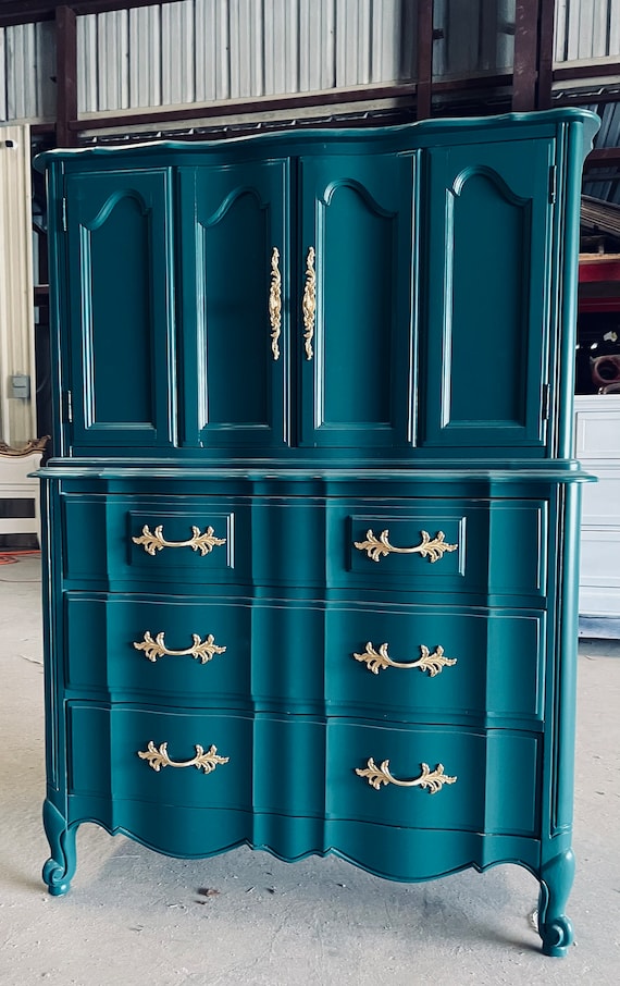 Sold Emerald Green Dresser Armoire Wardrobe Wood Chest