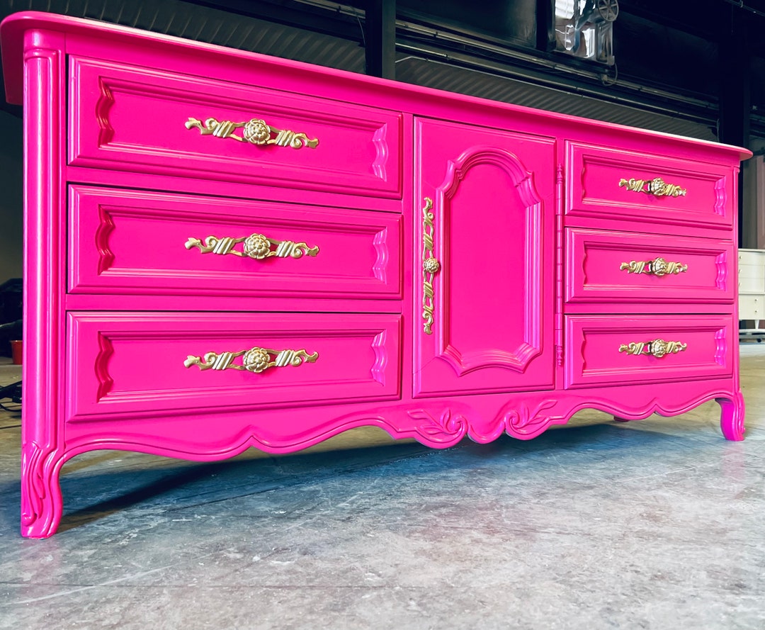 Available Hot Pink French Provincial Dresser Console Credenza Tv Living